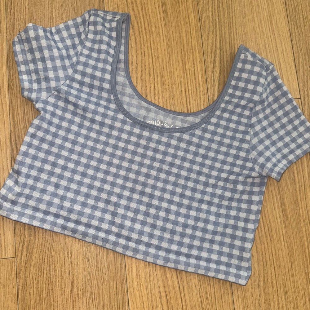 Aeropostale Gray and White Checkered Top